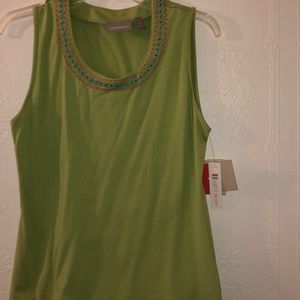 Embroidered neck tank top